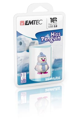 Emtec Miss Penguin lecteur USB flash 16 Go USB Type-A 2.0 Bleu, Violet, Blanc - Neuf