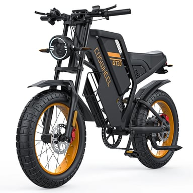 Bicicletta Elettrica COSWHEEL GT20 | Velocità Massima 45 km/h | Autonomia 80 km | Motore 1500W | Batteria 48V 25Ah | Pnei da 20 PolliciT | Nero