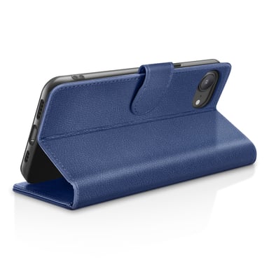 Étui Portefeuille pour iPhone 16e Support et Languette Magnétique Bleu nuit