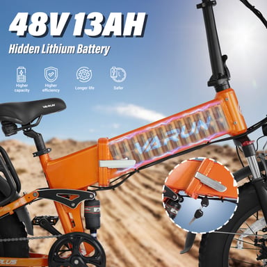 Vélo électrique pliant VARUN S20-2 tout suspendu 20 pouces avec batterie 48 V 13 Ah