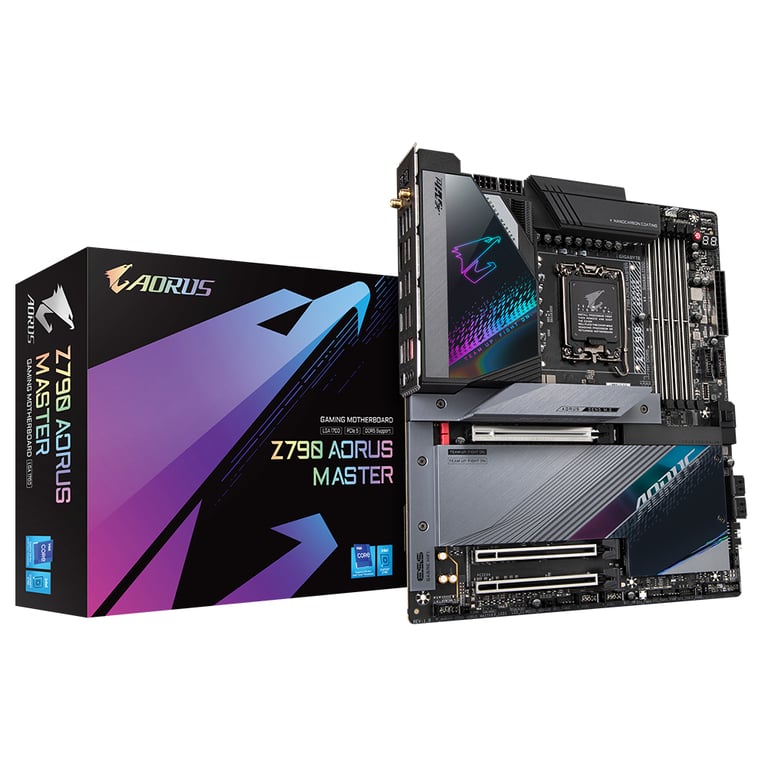 GIGABYTE Z790 AORUS MASTER Carte mère Prend en charge les processeurs Intel Core 13e génération VRM numérique 20+1+2 phases jusqu'à 8000 MHz DDR4 OC 1xPCIe 5.0+4xPCIe 4.0 .2 Wi Fi 6E LAN 10GbE USB 3.2 Gen 2x2 Neuf