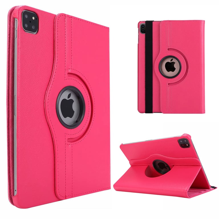 Housse Apple iPad Pro 12.9 Pouces 2022 / iPad Pro 12,9 2021 / iPad Pro 12,9  2020 6e/5e/4eme generation rotative 360 degrés rose - Etui pochette - Xeptio