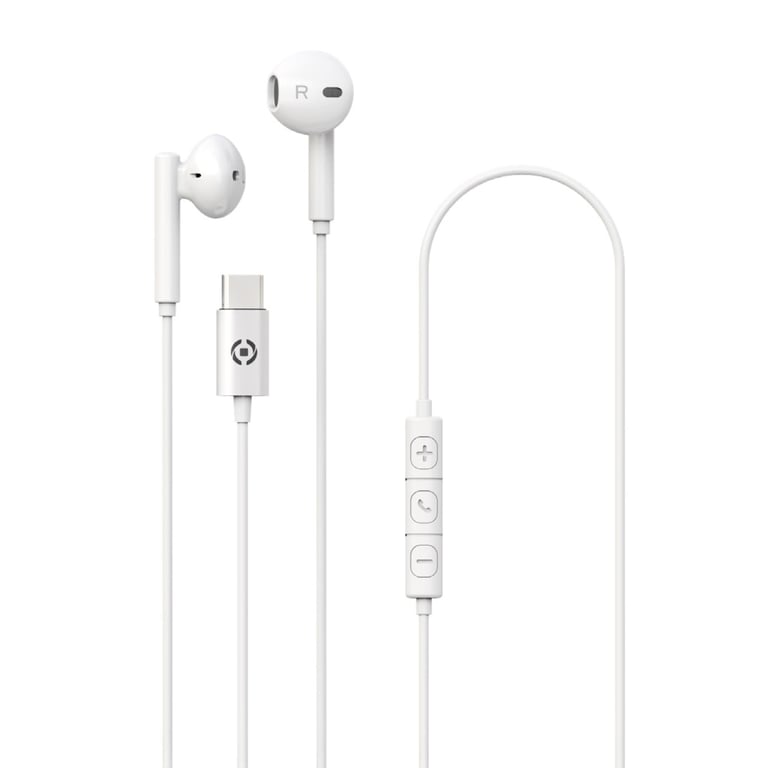 Écouteurs Avec Fil Celly UP1100TYPECWH – Appels/Musique, USB Type-C