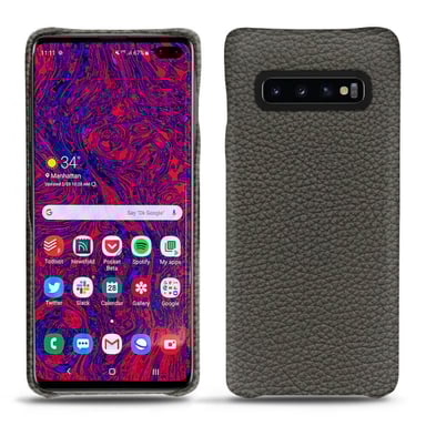 Coque cuir Samsung Galaxy S10 5G -  - Gris - Cuir grainé