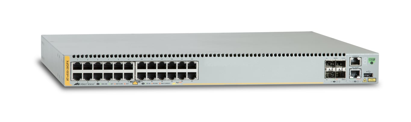 Allied Telesis AT x930 28GPX Géré L3 Gigabit Ethernet 101001000 Connexion Ethernet supportant 'alimentation via ce port PoE Neuf - vue 2