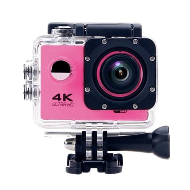Caméra Sport 4K Étanche Slow Motion 16Mp Angle 170° Wi-Fi Rose + Kit de Fixation YONIS