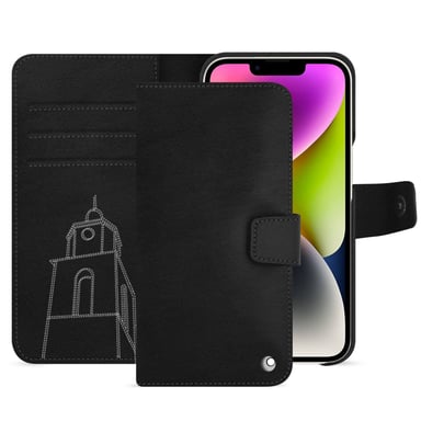 Housse cuir Apple iPhone 15 Plus -  - Noir - Cuir lisse premium