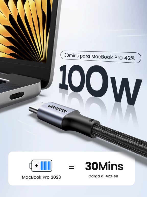 câble usb c renforcé 1m charge rapide - vue 5