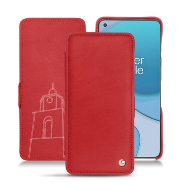 Funda de piel OnePlus 8T - Solapa horizontal - Rojo - Piel lisa de primera calidad