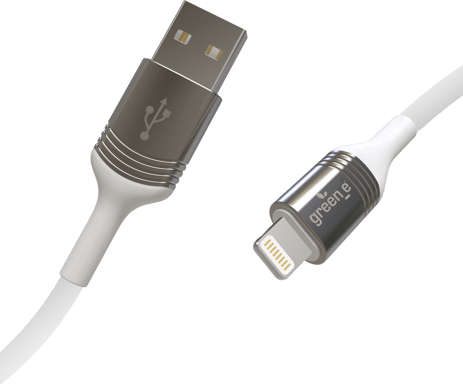 GREEN E - Cable Ecoconçu pour IPHONE Lightning vers USB - 1,2 m - BLANC