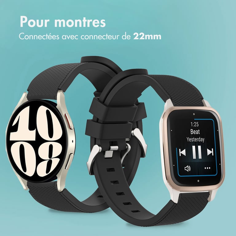 imoshion Bracelet en silicone flexible - Connexion universelle 22 mm - Noir - Neuf