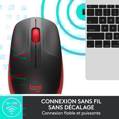 Ratón inalámbrico - Logitech - M190 - ergonómico - Rojo