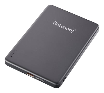 Intenso Batería Externa Magnética MW5000 5000 mAh – Compatible con MagSafe, Carga Inalámbrica 15W, USB-C PD 20W, Delgada y Compacta – Probada en Alema