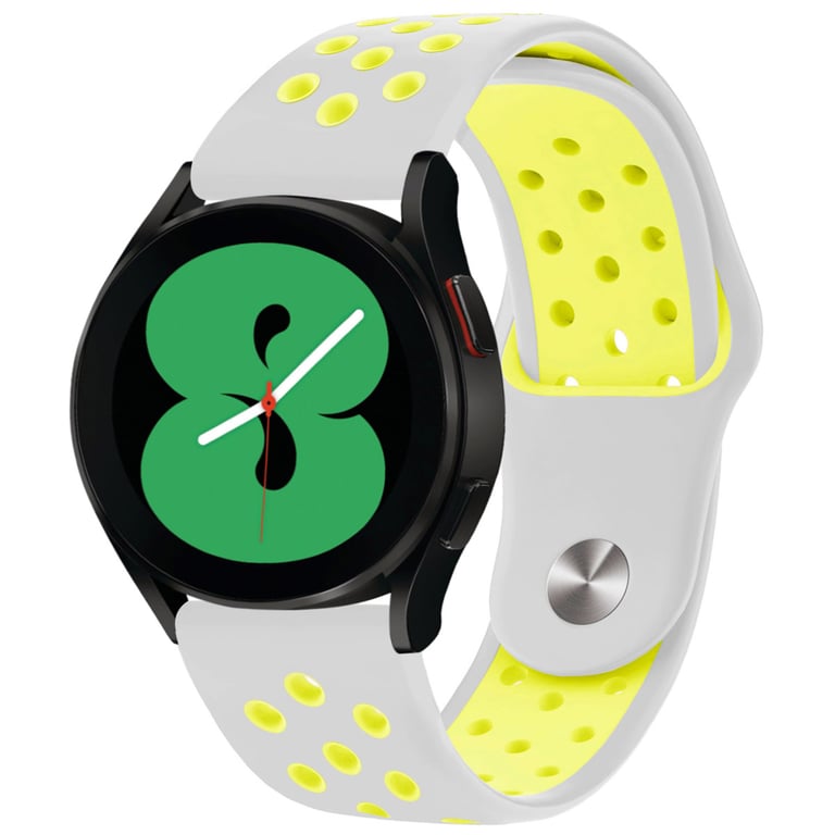 imoshion Bracelet sportif en silicone - Connexion universelle de 20 mm - Gris clair / Néon Jaune - Neuf