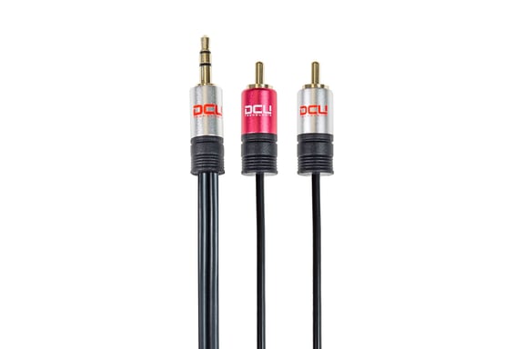 DCU Advance Tecnologic 30701260 câble audio 10 m 3,5mm 2 x RCA Noir, Rouge, Acier inoxydable