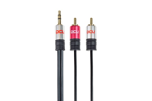 DCU Advance Tecnologic 30701240 cavo audio 3 m 3,5 mm 2 x RCA nero, rosso, acciaio inox