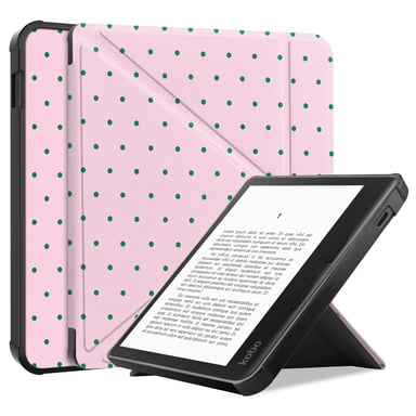 imoshion Étui de liseuse portefeuille design Pliable pour Kobo Libra Colour - Happy Dots