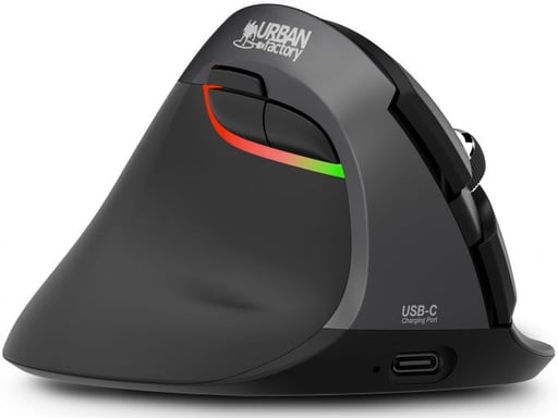 Ratón Bluetooth inalámbrico para zurdos Urban Factory Ergo Pro RGB (negro)