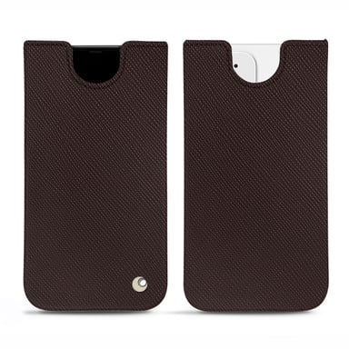 Pochette cuir Apple iPhone 12 - Pochette - Marron envoûtant ( Pantone #4e3629 ) - Cuir saffiano