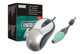 Digitus Optical Mouse ratón USB Type-A + PS/2 Óptico 820 DPI