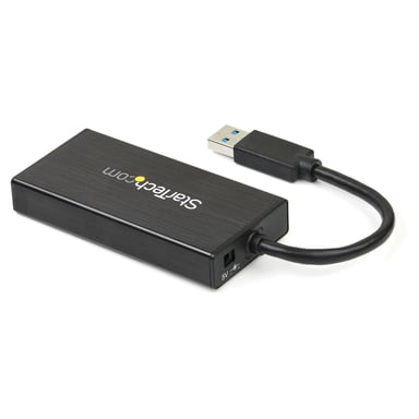 StarTech.com Hub portatile a 3 porte USB 3.0 (5Gbps) con cavo integrato e Gigabit Ethernet - Alluminio