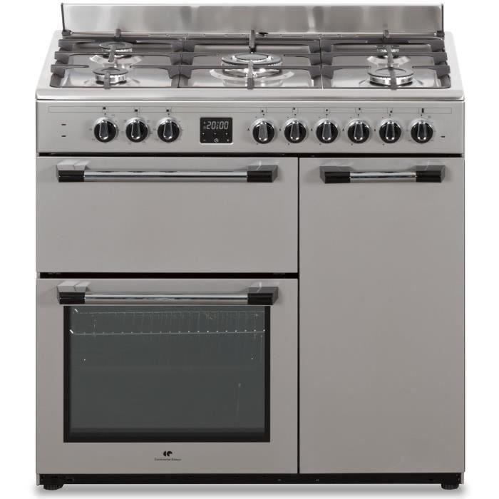 Cuisinière piano gaz 3 fours électriques CONTINENTAL EDISON CECP903FIX 5 feux Inox Largeur 90 cm - vue 2