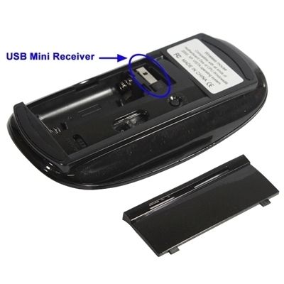 Souris Optique Laser Ultra-Mince Sans Fil 2.4 Ghz Avec Mini Récepteur USB Noir YONIS