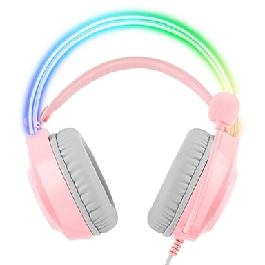 ONIKUMA - X26 Rose - Casque Gaming PC et Console LED RGB