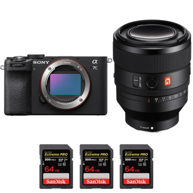 Cámara híbrida Sony A7C II Noir + FE 50mm f/1.2 GM + 3 SanDisk 64GB Extreme PRO UHS-II + Ebook ''20 consejos para fotos que impactan''