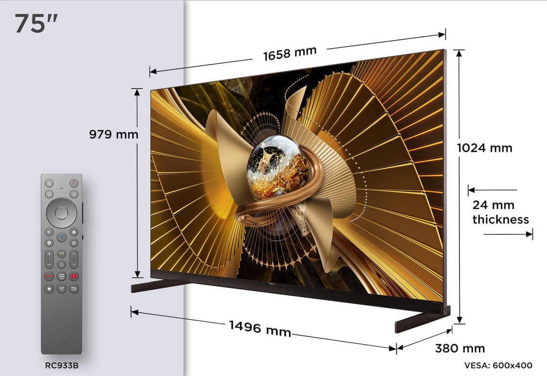 TV LED Tcl SQD Mini LED 75X11L 189 cm 2026 - vue 4