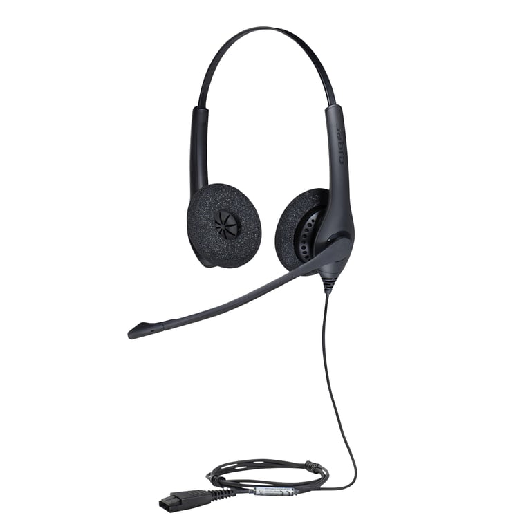Jabra Biz 1500 Quick Disconnect On Ear Stereo Headset Corded Headphone with Noise cancelling Microphone and Volume Spike Protection for Deskphones - vue 2