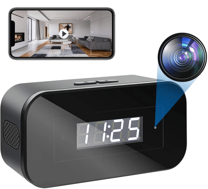Réveil Caméra Espion WiFi 1080p Surveillance Nocturne et Détection de Mouvement YONIS