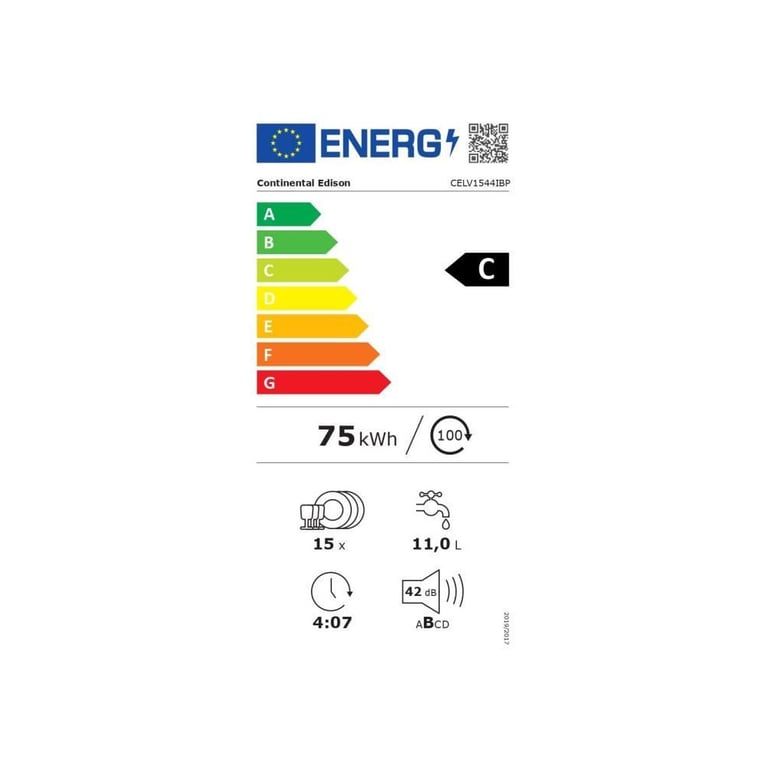 Lave vaisselle pose libre CONTINENTAL EDISON CELV1544IBP 15 couverts Inverter 60 cm 42 dB - vue 5