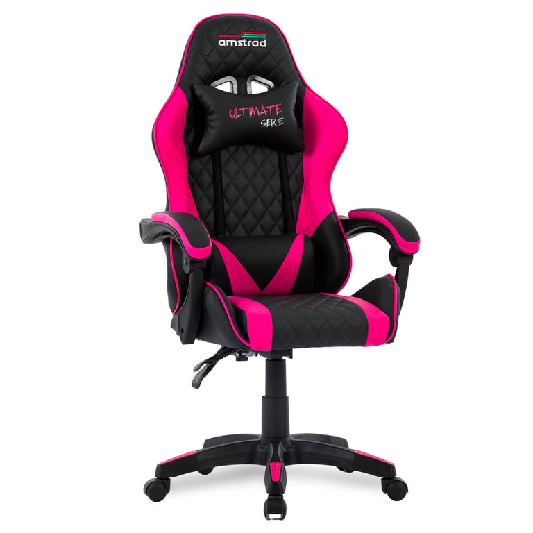 Amstrad ULTIMATE FUSHIA Fauteuil / Chaise de bureau Gamer coloris & fushia coussin lombaire & appuie tête - vue 2