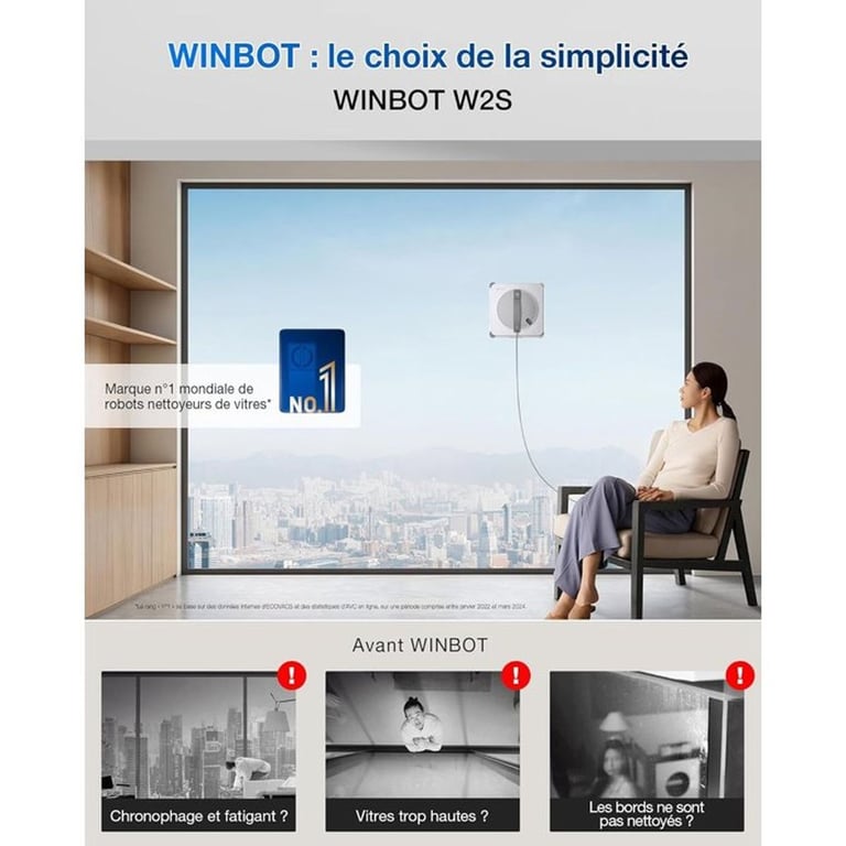 Ecovacs Robot Lave-vitres Winbot W2S Blanc - vue 4