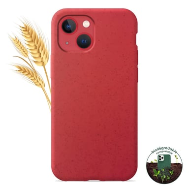 Coque silicone unie Biodégradable Rouge compatible Apple iPhone 13