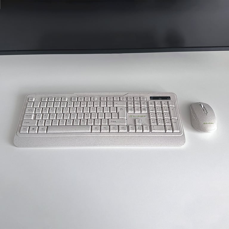 Kit clavier et souris sans fil Tellur Green, 2,4 GHz, récepteur nano, crème