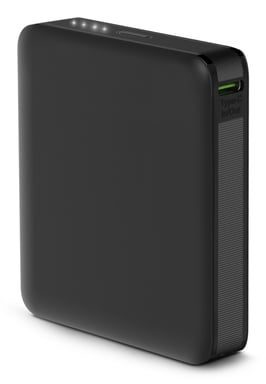 Ksix Powerbank Nano 5.000 mAh, Tamaño de bolsillo, Power Delivery, 20 W, Cable USB-C a USB-C, Indicadores LED, Negro