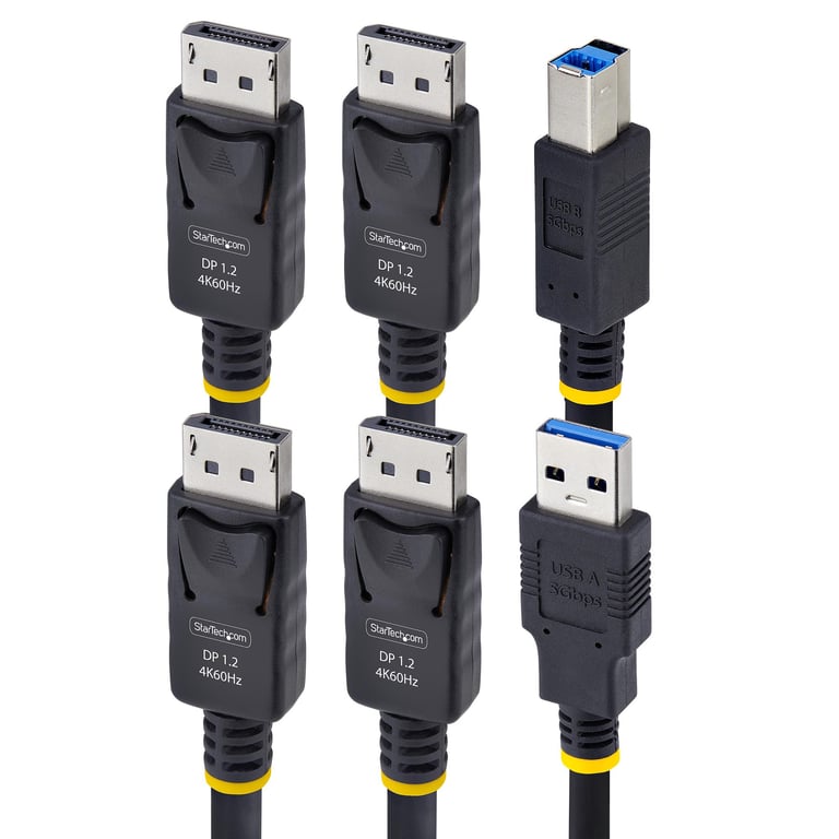 StarTech.com Câble KVM Double DisplayPort de 1,8m et USB 5Gbps, 4K 60Hz, Câble Combo DP 1.2 et USB pour Commutateurs/Switchs KVM à Deux Moniteurs - Neuf