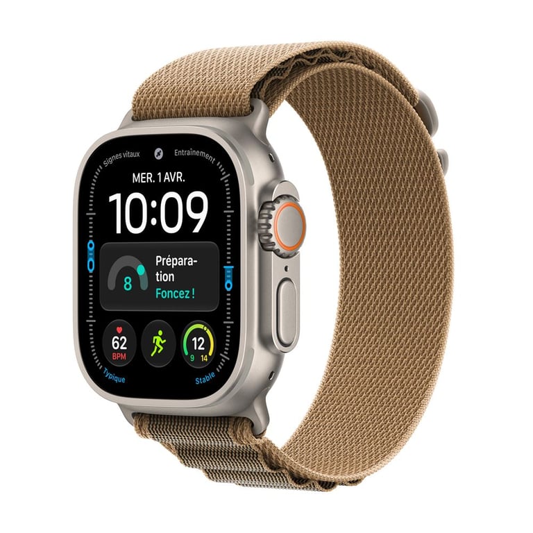 Apple Watch Ultra 4 GPS + Cellular 49 mm Boîtier en Naturel avec Boucle Alpine Désert - vue 2