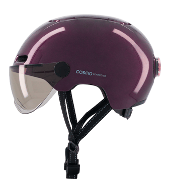 Cosmo Fusion+ Taille M, Violet - Casque avec éclairage Vélo Arrière Intelligent et Connecté - Feu Stop Automatique, Détection de Chute, Partage de trajet, Assurance Individuelle ALLIANZ offerte durant 1 an