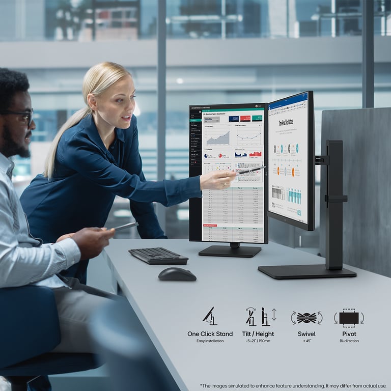 LG 24BA450-B écran plat de PC 60,5 cm (23.8 ) 1920 x 1080 pixels Full HD Noir - Neuf
