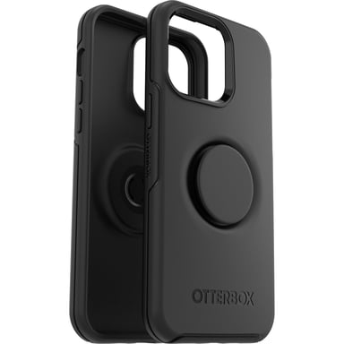 Custodia Otter + Pop per iPhone 14 Pro Max, anti-caduta, protezione con PopGrip PopSockets, resiste a 3 volte più cadute rispetto agli standard militari, antimicrobica - Nero