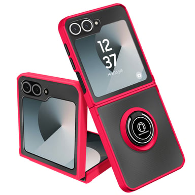 Avizar Carcasa Samsung Galaxy Z Flip 6 bimaterial Anillo Soporte vídeo Rojo