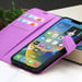 Zanaé Funda tipo cartera para iPhone 14 Plus con soporte y lengüeta magnética Violeta