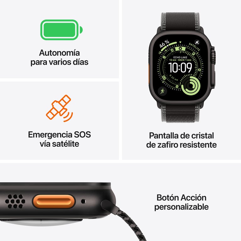 Watch Ultra 3 (2025) GPS + Cellulaire Boitier de 49mm en Titane Naturel avec Bracelet Milanais en titane naturel - S - Neuf