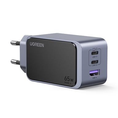 Ugreen Nexode Air 65W sieninis kroviklis, USB + 2x USB-C pilkos spalvos Ordenador portátil, Teléfono móvil, Ratón, Portátil, Batería portátil, Tableta