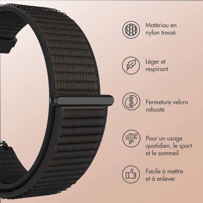 imoshion Bracelet en nylon - Connexion universelle 20 mm - Noir - Neuf