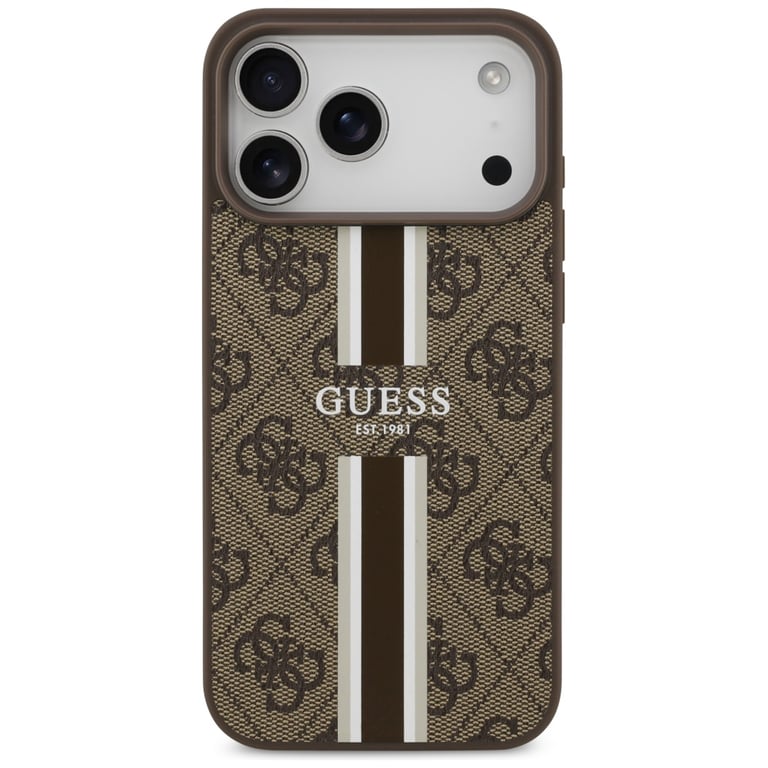 Guess Coque Hardcase 4G Printed Stripes MagSafe pour iPhone 17 Pro Max Marron - vue 3