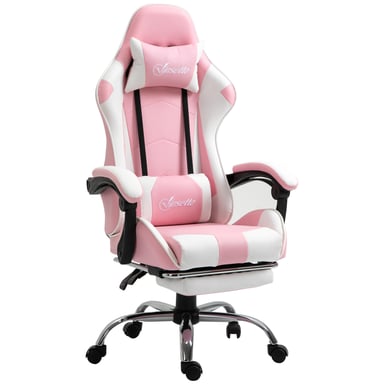 Roline Chaise Gamer Rose Ergonomique Inclinable avec Repose-pieds